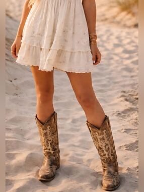 Corral Circle G Western CROSS Rustic Brown Leather Cowgirl Boots Sz 10, Rodeo